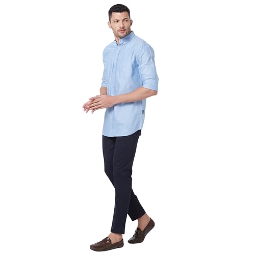 Giordano Men's Mid Rise Slim Fit Regular Length Solid 5 Pockets Navy Blue Chinos Trouser