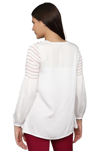 Allen Solly Women White Embroidered Long Sleeves Tunic