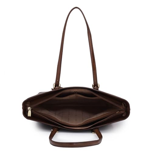 Da Milano Leather Tote Bag for Women - Brown