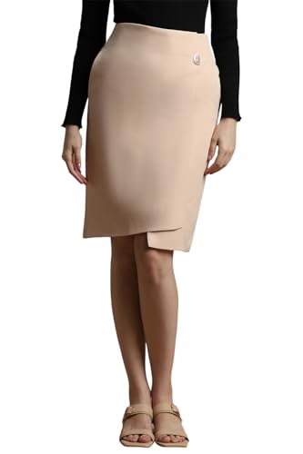 Allen Solly Cotton Blend Western Skirt Beige