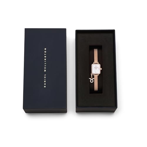 Daniel Wellington Quadro Analog Watch for Women with Mother of Pearl White Square Dial & Rose Gold Stainless Steel Bracelet Band Water Resistant Women's Wrist Watches - DW00100751K