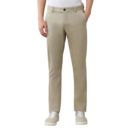 Arrow Men's Printed Slim Fit Acrylic Casual Trouser Beige