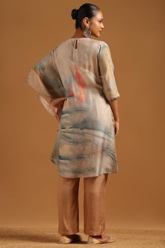 Soch Womens Multicolour Dola Silk Botanical Co-ord Set With Tassels Details