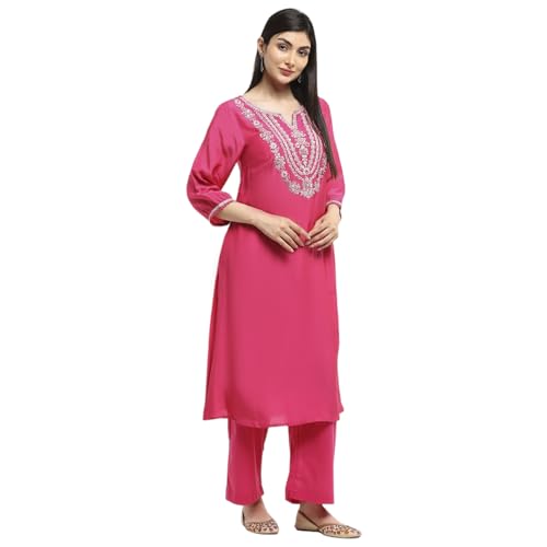 Biba Women Pink Modal Blend Layered Kurta Set_42