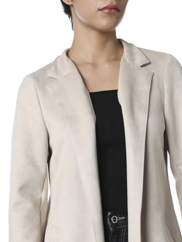 ONLY Women's Solid Regular Fit Beige Coat