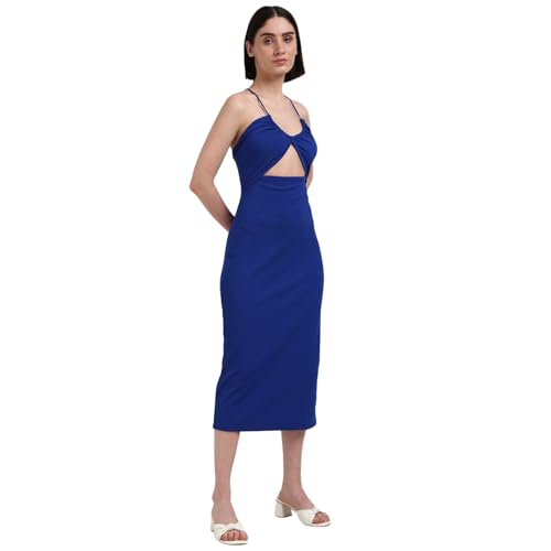 Calvin Klein Department2158 Polyester Bodycon Mid-Calf Length Dress (J20J223514C86_Sapphire Blue_S)