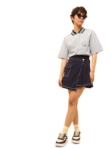 ONLY Women Wrap High-Rise Navy Skirt