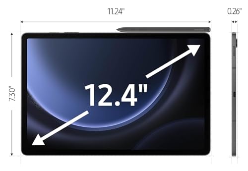 SAMSUNG Galaxy Tab S9 FE+ Plus Android Tablet (12.4” Touchscreen, 8GB RAM, 256GB Storage, Long Battery Life, S Pen, 1 Front Camera + 2 Rear Cameras, Lightweight Durable Design) SM-X610