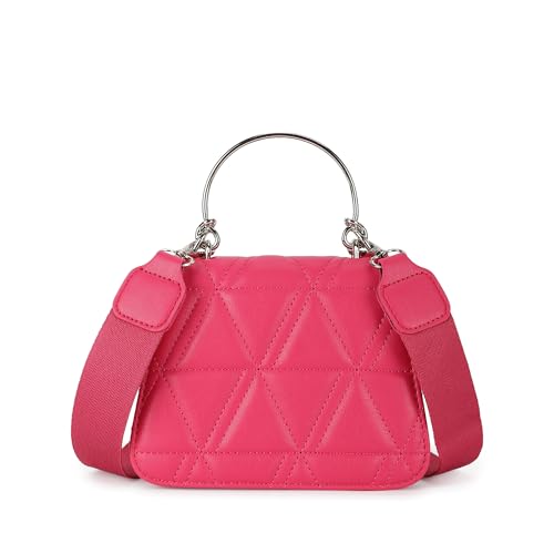 Fastrack Quilted pink Sling Bag for Women | Lightweight Crossbody with Adjustable Webbing Strap, Button Closure & Clean Stitch Detail | Everyday Carry for Casual Outings & Coffee Runs