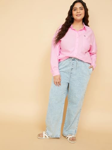 Max Women Striped Regular Fit Shirt (Pink_6XL)