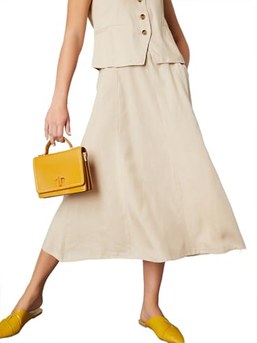 Max URB_N Women Solid A-line Skirt (Cream_8)