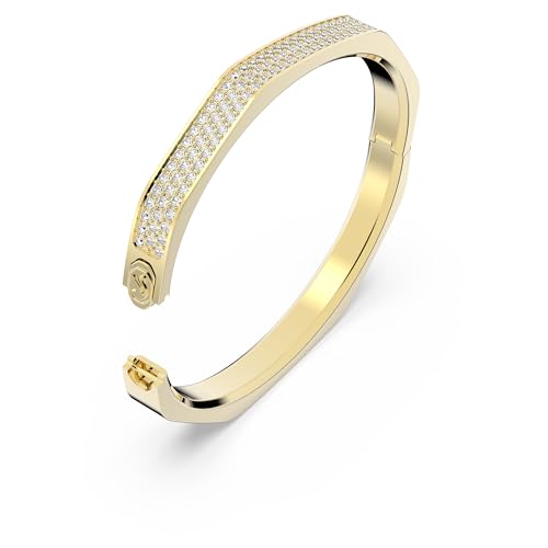 Swarovski Dextera bangle, Octagon shape, White, Gold-tone plated