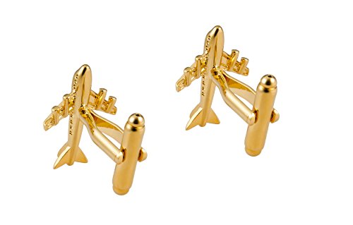 Knighthood Golden Jet Aircraft Cufflinks for Men