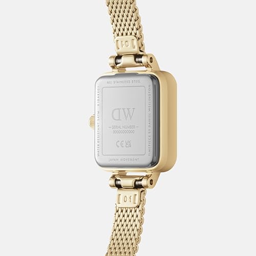 Daniel Wellington Quadro Analog Watch for Women with White Square Dial & Gold Stainless Steel Bracelet Band Water Resistant Women's Wrist Watches - DW00100725K