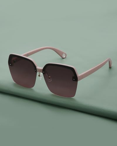 Carlton London Peach Toned with Brown Polarised Lens Oversized Sunglass for women