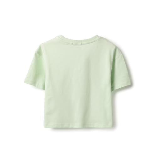 United Colors of Benetton Girl's Graphic Print Cropped Shirts (25A3099G3210IP12_Pale Green