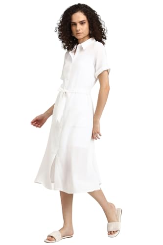 FOREVER 21 Women's Polyester Modern Above The Knee Dress (FWA23CDRF0076_White