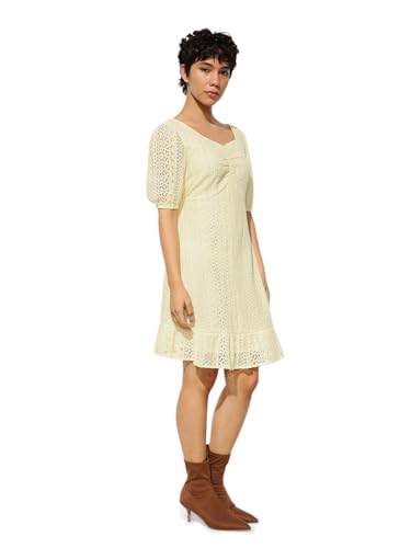 ONLY Women's Fit and Flare Yellow Dress