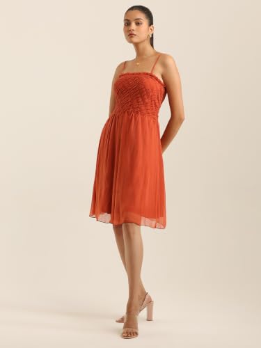 Label RITU KUMAR Rust Eva Offshoulder Dress