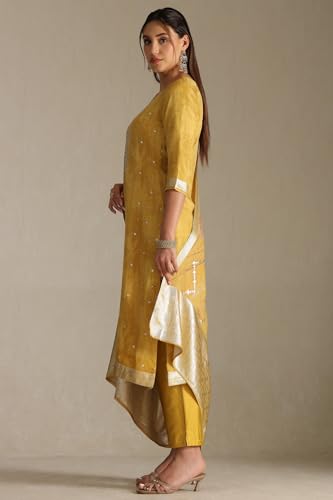Soch Women's Organza Salwar Suit Set (EWA5CD22245_Mustard