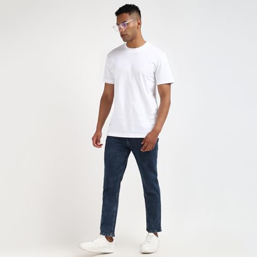 Calvin Klein Department295 Solid Regular Fit T Shirt (J325651YAF_Bright White XXL)