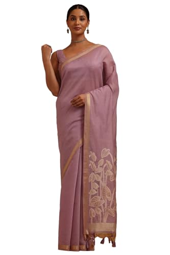 Soch Womens Lavender Chanderi Zari Woven Saree