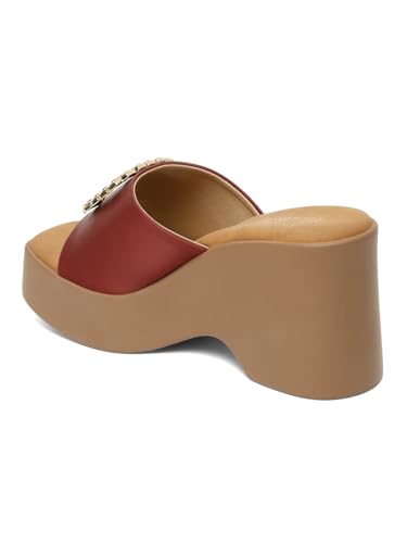 Flat n Heels Womens Maroon Pumps FnH 3121-MRN
