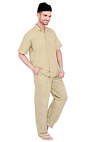 TATWAM Mens Cotton Half Sleeve Nightwear NS2533H_5XL_L.Fawn