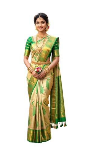 SREE KUMARAN Women's Kanchipuram Kubera Silk Pure Pattu Sarees With Blouse (VSK224-6)