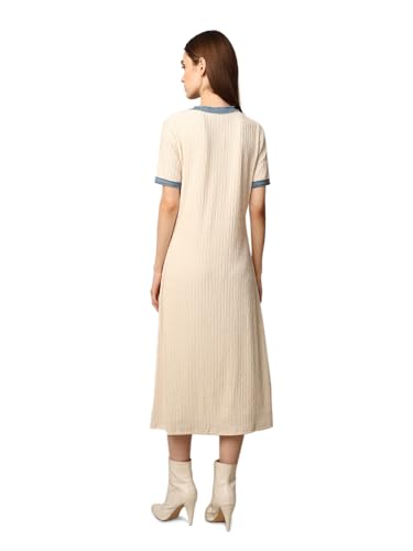 ONLY Women's Regular Fit Beige Dress