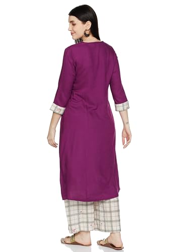 BIBA Women's Rayon Suit Set (SKDSKD7419EAW21PNKPUR_Pink-Purple