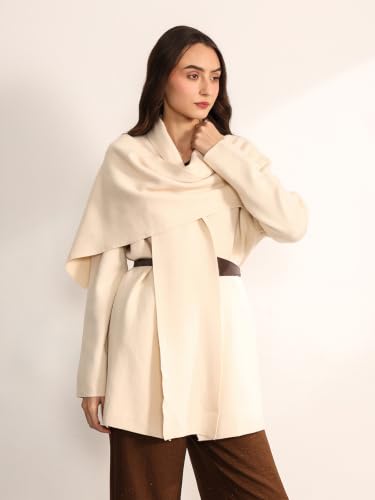 Kazo Women's Scarja Jacket With Belt (Beige M)