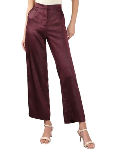 VERO MODA Women Straight Fit Maroon High Rise Pants