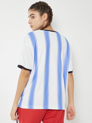 Max Women Argentina Oversized Sports T-Shirt (Blue_XS)