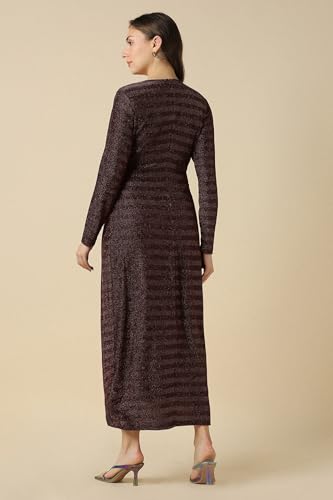 Women Maroon Textured Party Dress