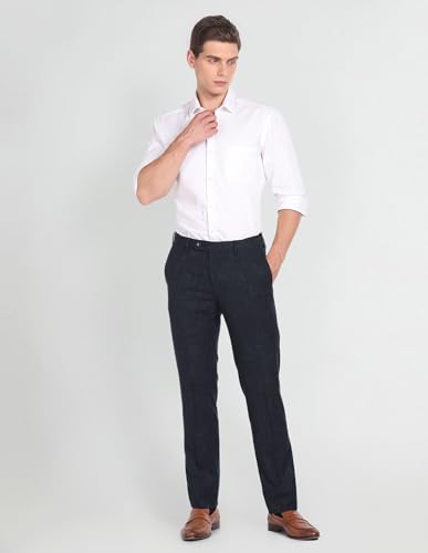Arrow Patterned Dobby Trousers Navy