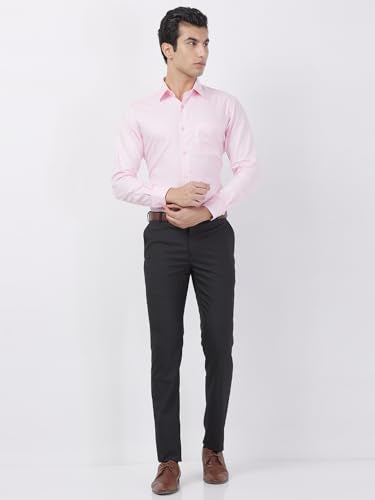 Raymond Men Slim Fit Checks Pattern Poly Viscose Blend Flat Front Formal Trouser Black
