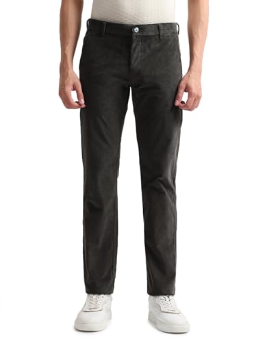 Arrow Sport Men's Solid Corduroy Trousers (ASAKTR2448_Green_38)
