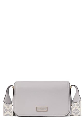 kate spade new york Women's Liv Small Flap Crossbody, Nimbus Grey With Webbed Strap, One Size