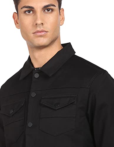 Arrow Men's Polyester Regular Jacket (ANAEJK4614_Olive_Medium)