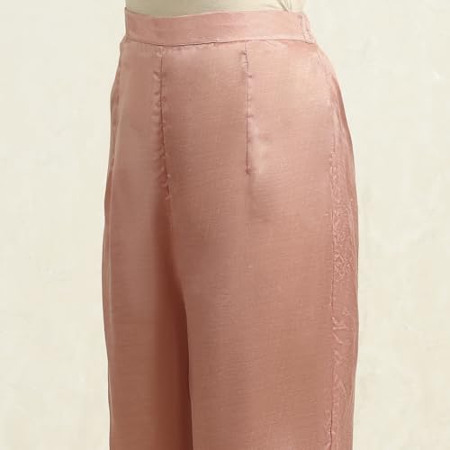 BIBA Women's Pink Tissue Machine Embroidered Unstitched Suit Set