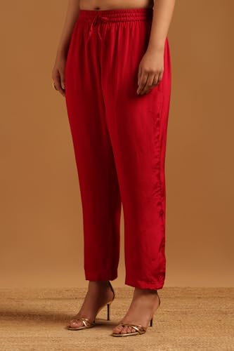 Soch Womens Fuchsia Crepe Embellished Co-Ords Set With Beads And Stones