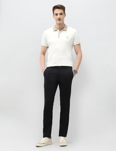 U.S.Polo Association Men's Austin Slim Fit Satin Trousers (USTRO228A_Black_36)