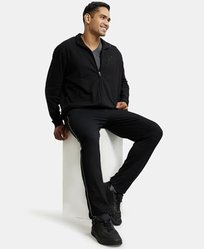 Jockey 2730 Men's Super Combed Cotton French Terry Jacket with Ribbed Cuffs and Convenient Side Pockets_Black_M