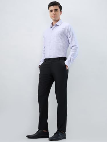 Raymond Men Contemporary Fit Structure Pattern Pure Cotton Semi Cutaway Collar Full Sleeve Formal Shirt Grey
