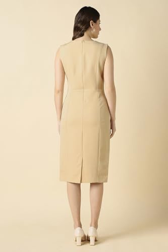 Women Beige Solid Formal Dress