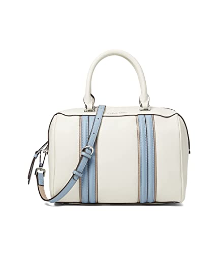 Calvin Klein Blake Top Zip Satchel, White/Cloud Combo, One Size