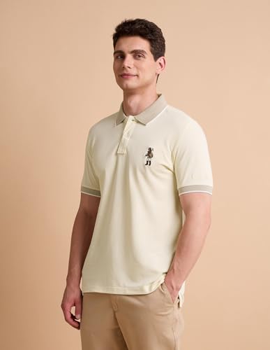 U.S. POLO ASSN. Men's Solid Pure Cotton Polo Shirt Beige