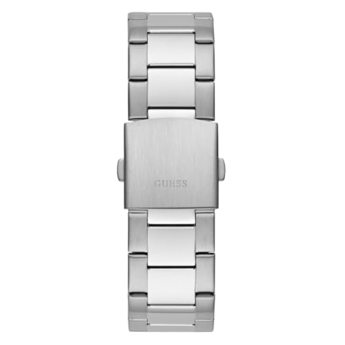 GUESS Men's Stainless Steel Analog Navy Blue Dial Silver Band Watch-Gw0707G1