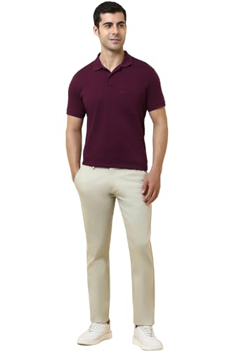 Allen Solly Men Purple Solid Polo Neck T-Shirt